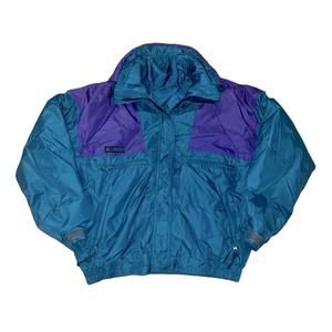 Columbia Vamoose Zip Out 3 in 1 90s Colorblock Ski Jacket XL Purple Teal Women’s
